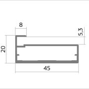 Профиль фасадный рамочный 20*45*2,9м MS 1-33 B-N серебро